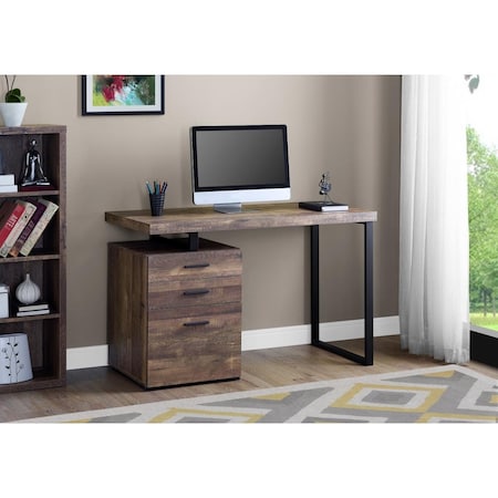 Gfancy Fixtures 30 in. Reclaimed Wood Particle Board & Black Metal Computer Desk GF3708050